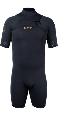 2026 Xcel Mens Comp+ 2/1.5mm Chest Zip Shorty Wetsuit ME210CP5-BLK - Black